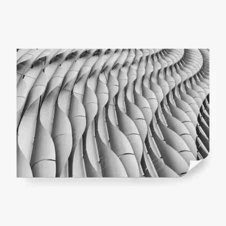Papier peint motif architectural ondulant en noir et blanc – Wallnifity®