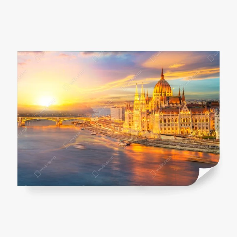 Papier peint parlement hongrois au coucher de soleil sur le Danube, Budapest – Wallnifity® Papier peint parlement hongrois au coucher de soleil sur le Danube, Budapest – Wallnifity®