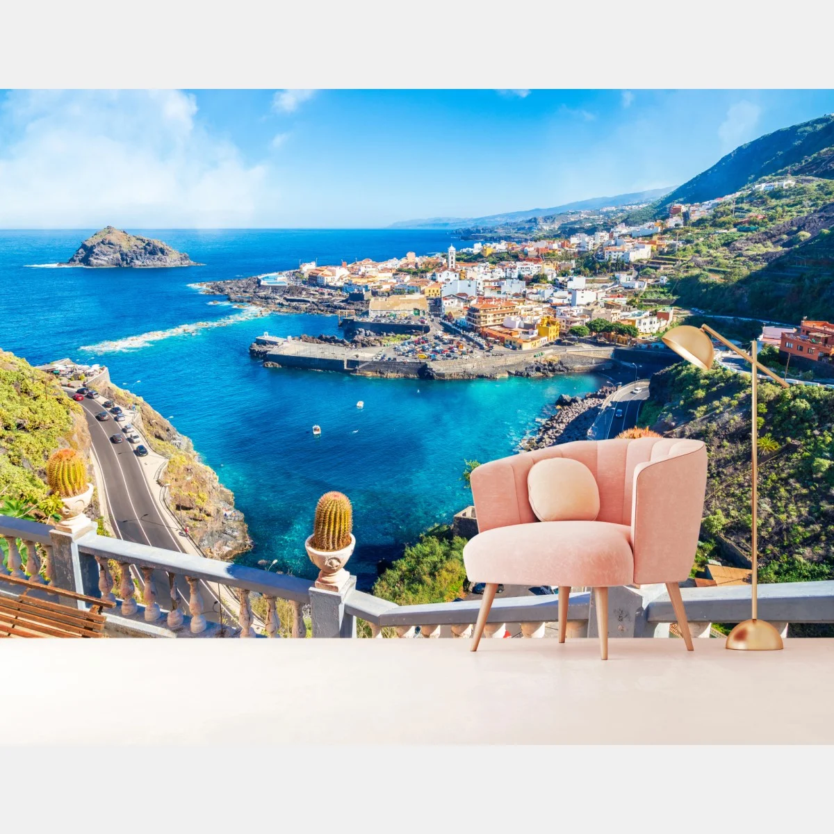 Papier peint panorama ensoleillé de Garachico à Tenerife – Wallnifity® Papier peint panorama ensoleillé de Garachico à Tenerife – Wallnifity®