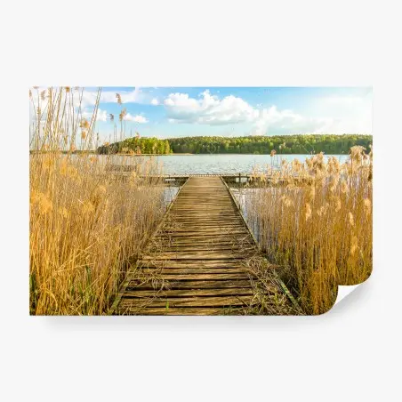Papier peint jetée en bois au bord du lac – Wallnifity®