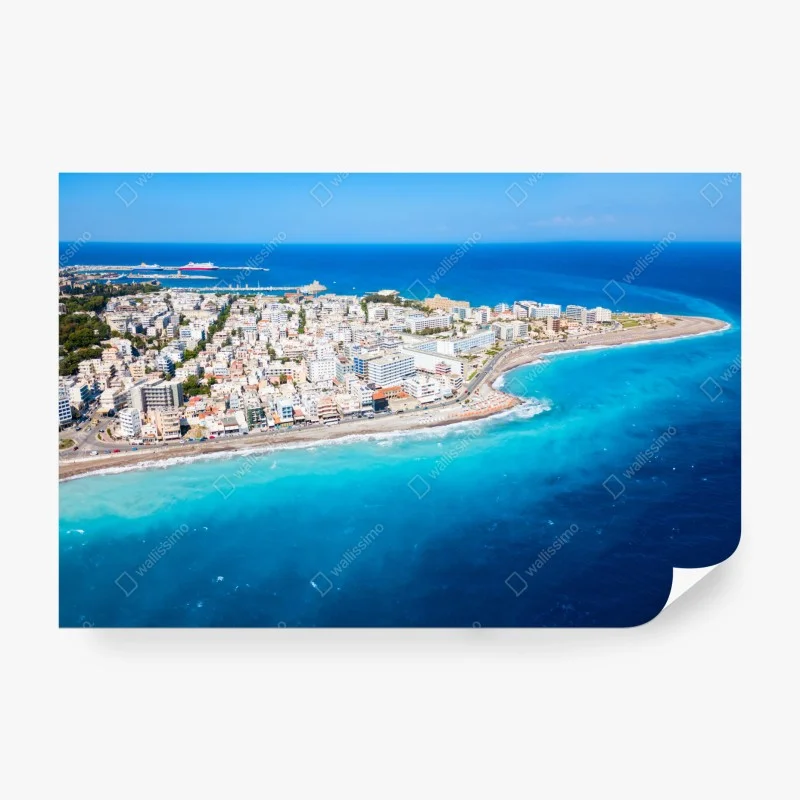 Papier peint vue aérienne panoramique de la plage de Rhodes – Wallnifity® Papier peint vue aérienne panoramique de la plage de Rhodes – Wallnifity®