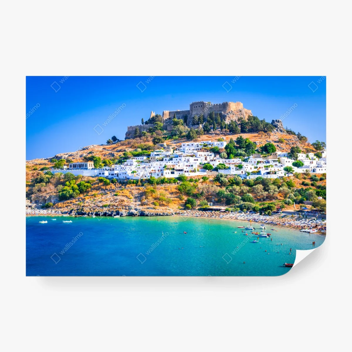 Papier peint côte ensoleillée de Lindos – Wallnifity®