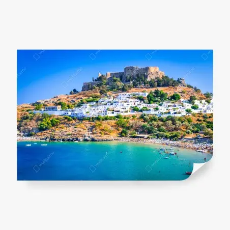 Papier peint côte ensoleillée de Lindos – Wallnifity®