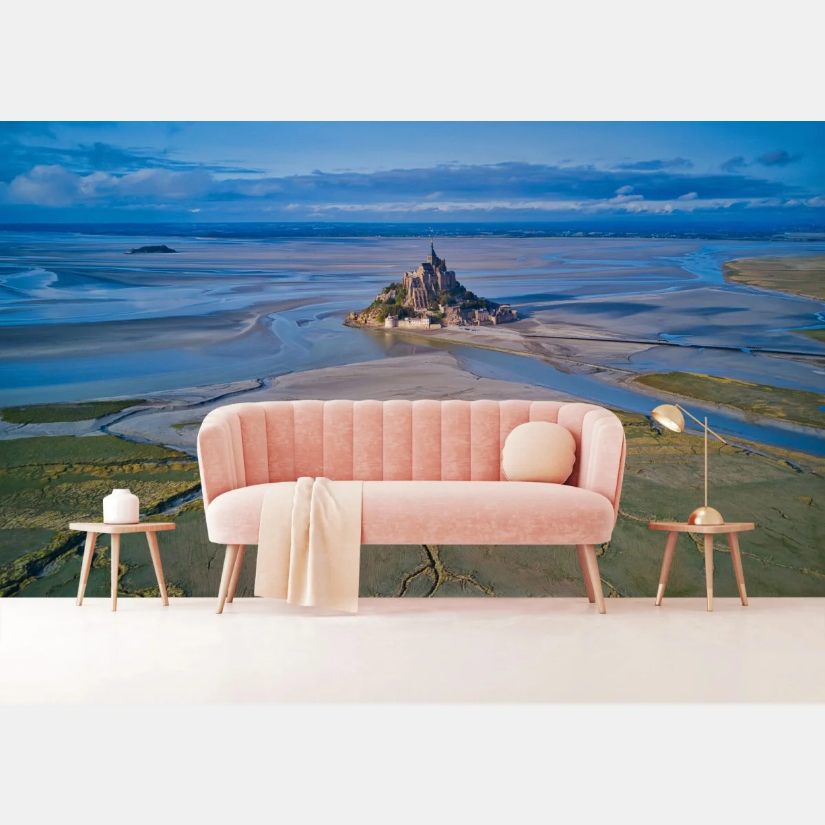Papier peint vue aérienne de Mont Saint-Michel et de sa baie – Wallnifity® Papier peint vue aérienne de Mont Saint-Michel et de sa baie – Wallnifity®