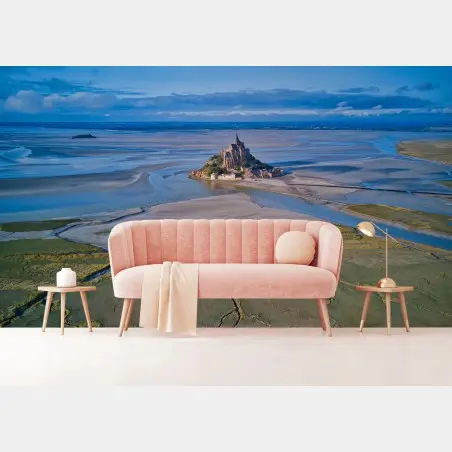 Papier peint vue aérienne de Mont Saint-Michel et de sa baie – Wallnifity®