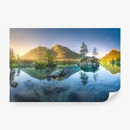 Papier peint reflets d'aube sur le lac alpin – Wallnifity®