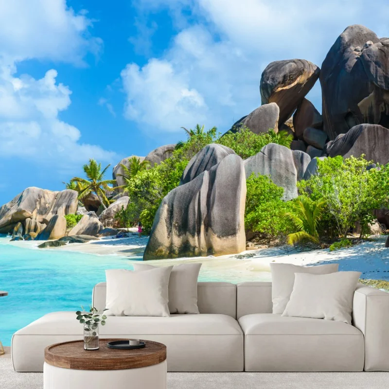 Papier peint côte paradisiaque de La Digue, Seychelles – Wallnifity® Papier peint côte paradisiaque de La Digue, Seychelles – Wallnifity®