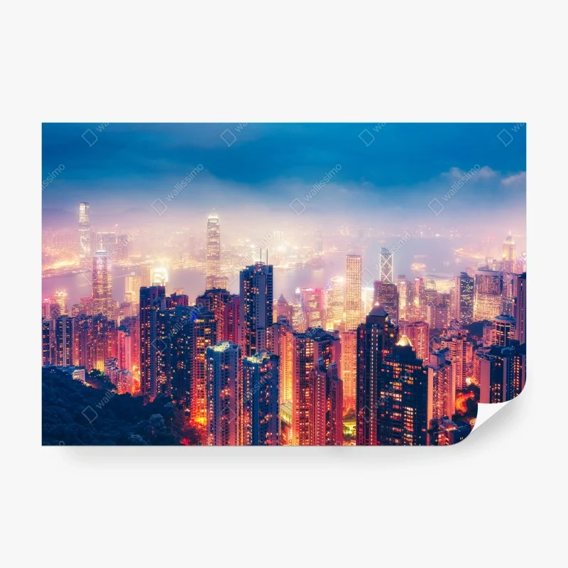 Papier peint vue nocturne de Hong Kong depuis Victoria Peak – Wallnifity® Papier peint vue nocturne de Hong Kong depuis Victoria Peak – Wallnifity®