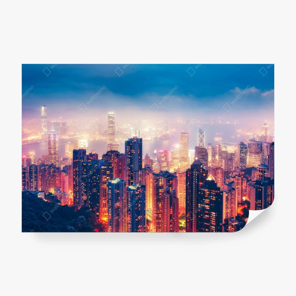 Papier peint vue nocturne de Hong Kong depuis Victoria Peak – Wallnifity® Papier peint vue nocturne de Hong Kong depuis Victoria Peak – Wallnifity®