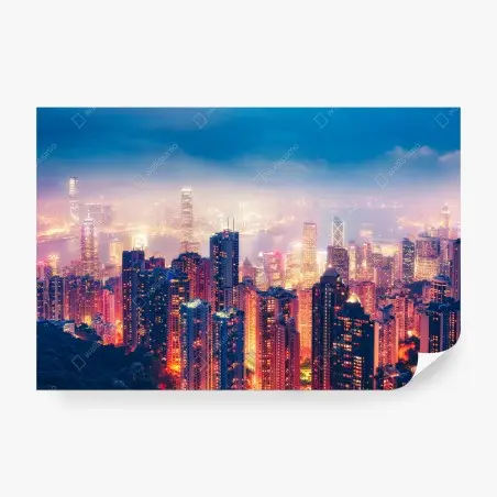 Papier peint vue nocturne de Hong Kong depuis Victoria Peak – Wallnifity®