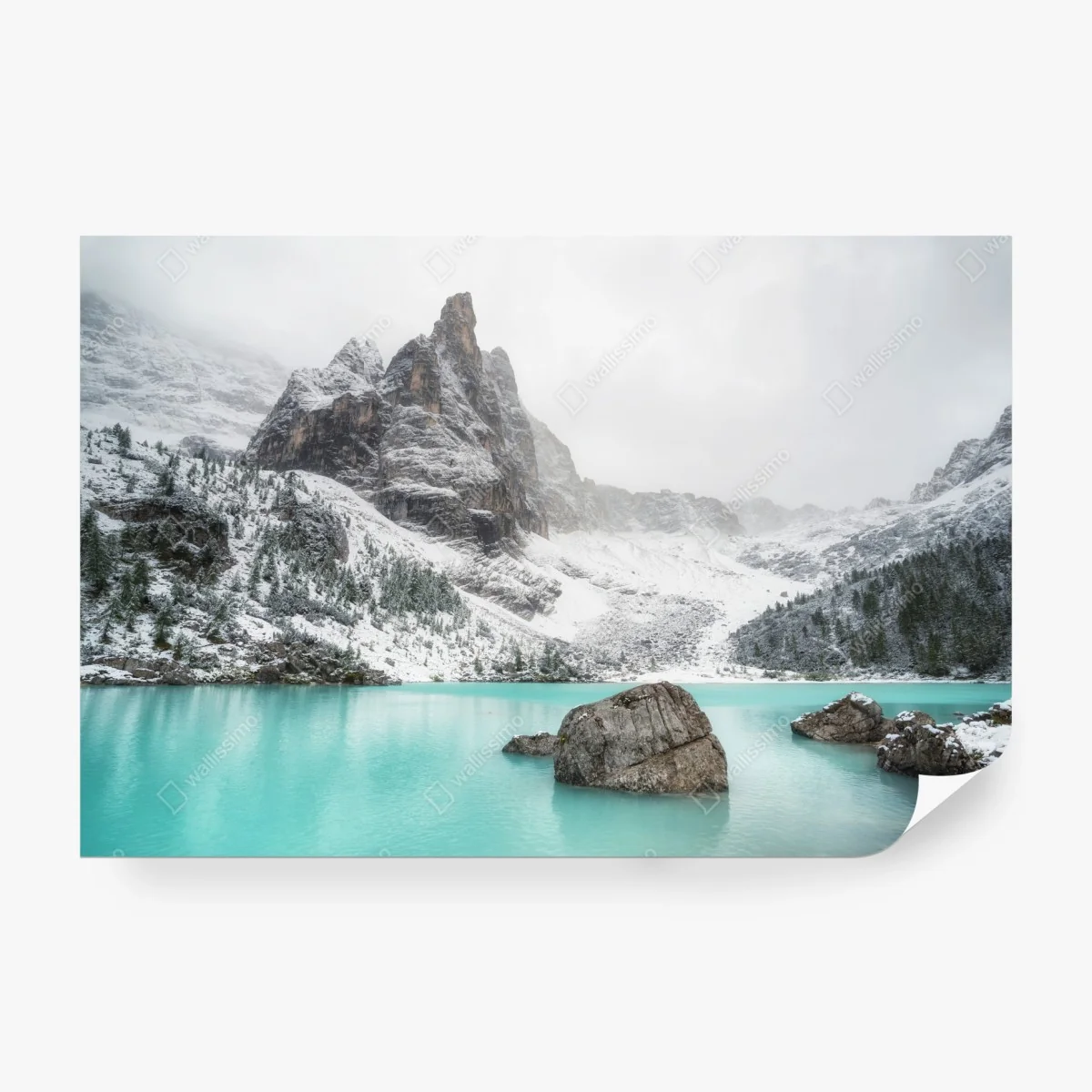 Papier peint havre turquoise au pied des montagnes – Wallnifity® Papier peint havre turquoise au pied des montagnes – Wallnifity®