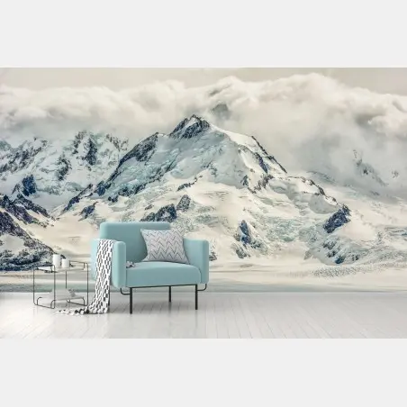 Papier peint panorama glaciaire sous les nuages – Wallnifity®