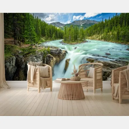 Papier peint cascade Sunwapta au cœur de Jasper – Wallnifity®