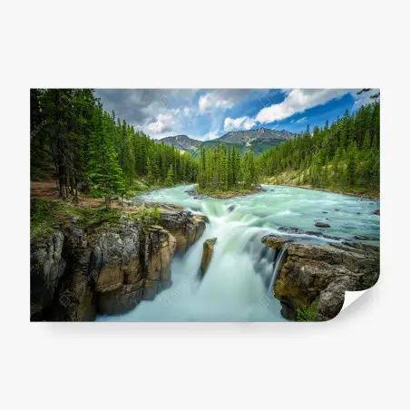 Papier peint cascade Sunwapta au cœur de Jasper – Wallnifity®