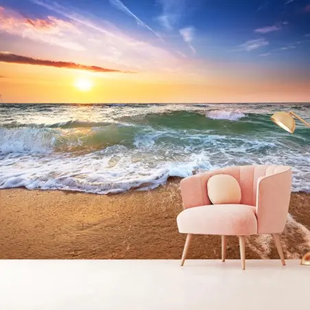 Papier peint coucher de soleil sur l'océan – Wallnifity®