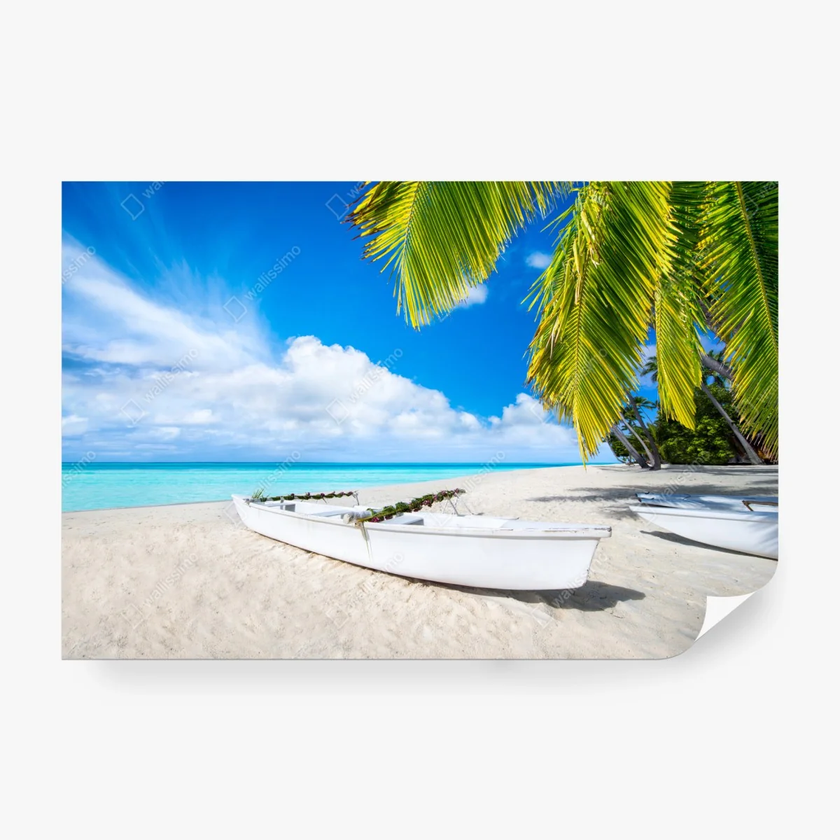 Papier peint évasion tropicale sur plage de sable blanc et palmiers – Wallnifity® Papier peint évasion tropicale sur plage de sable blanc et palmiers – Wallnifity®