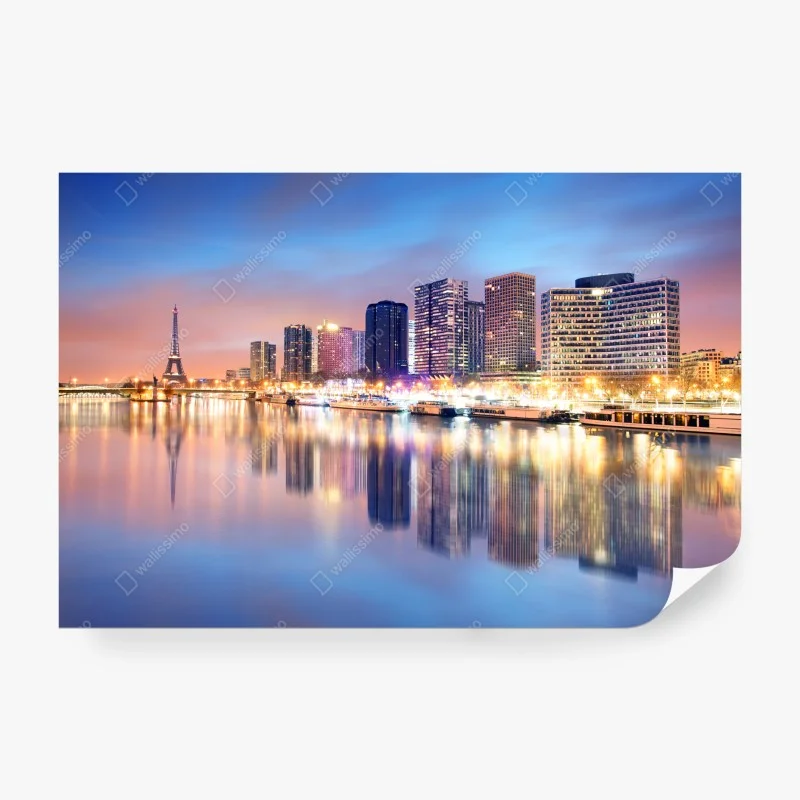 Papier peint panorama nocturne de la Tour Eiffel et silhouette urbaine de Paris – Wallnifity® Papier peint panorama nocturne de la Tour Eiffel et silhouette urbaine de Paris – Wallnifity®