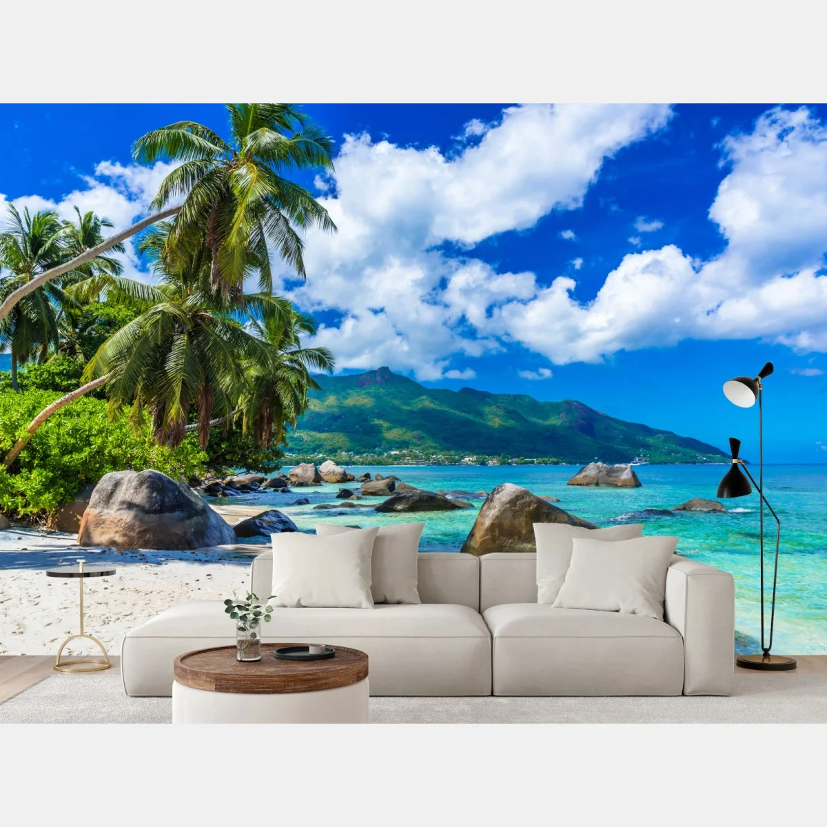 Papier peint plage paradisiaque de la Baie Beau Vallon, Mahé – Wallnifity® Papier peint plage paradisiaque de la Baie Beau Vallon, Mahé – Wallnifity®