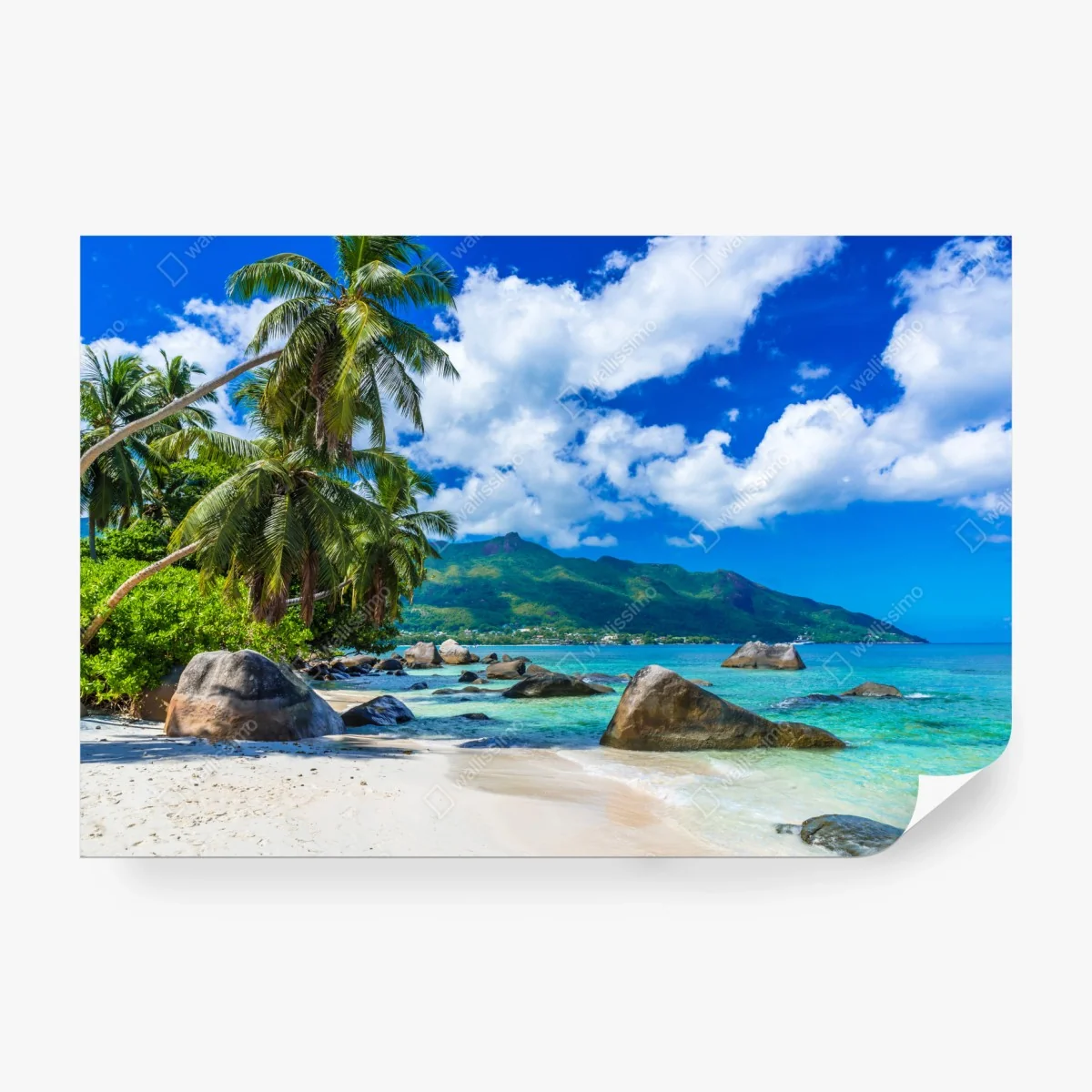 Papier peint plage paradisiaque de la Baie Beau Vallon, Mahé – Wallnifity® Papier peint plage paradisiaque de la Baie Beau Vallon, Mahé – Wallnifity®
