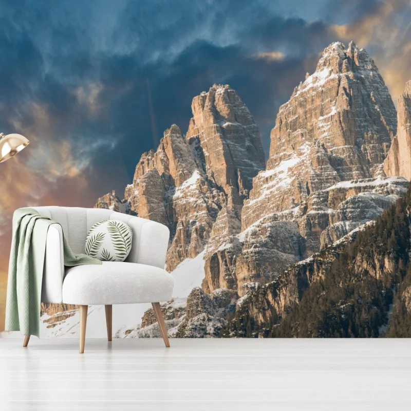 Papier peint panorama alpin des Dolomites au coucher de soleil – Wallnifity® Papier peint panorama alpin des Dolomites au coucher de soleil – Wallnifity®