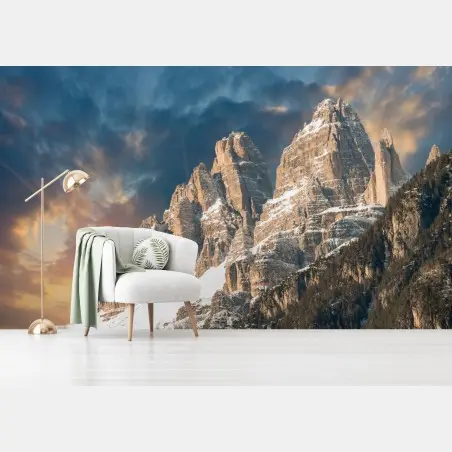 Papier peint panorama alpin des Dolomites au coucher de soleil – Wallnifity®