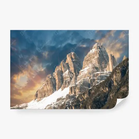 Papier peint panorama alpin des Dolomites au coucher de soleil – Wallnifity®