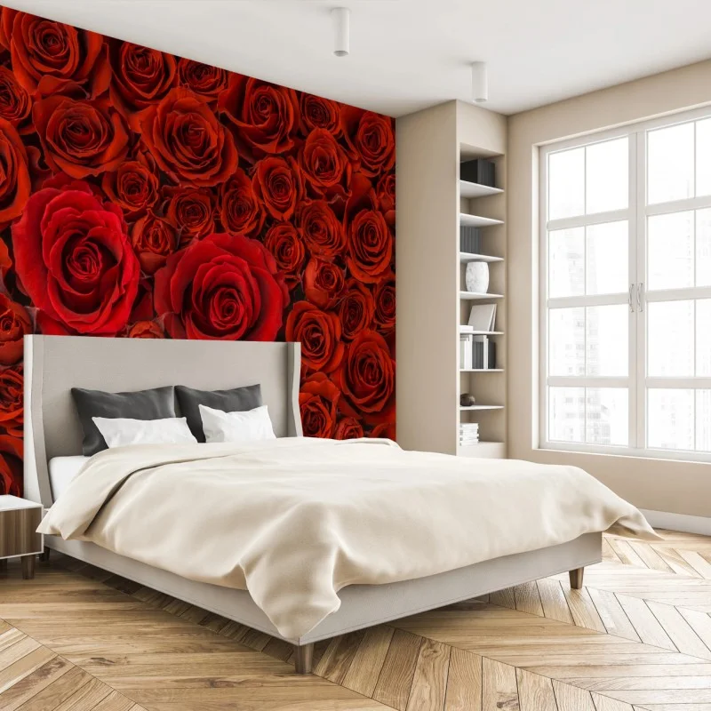 Papier peint mur floral de roses rouges – Wallnifity® Papier peint mur floral de roses rouges – Wallnifity®