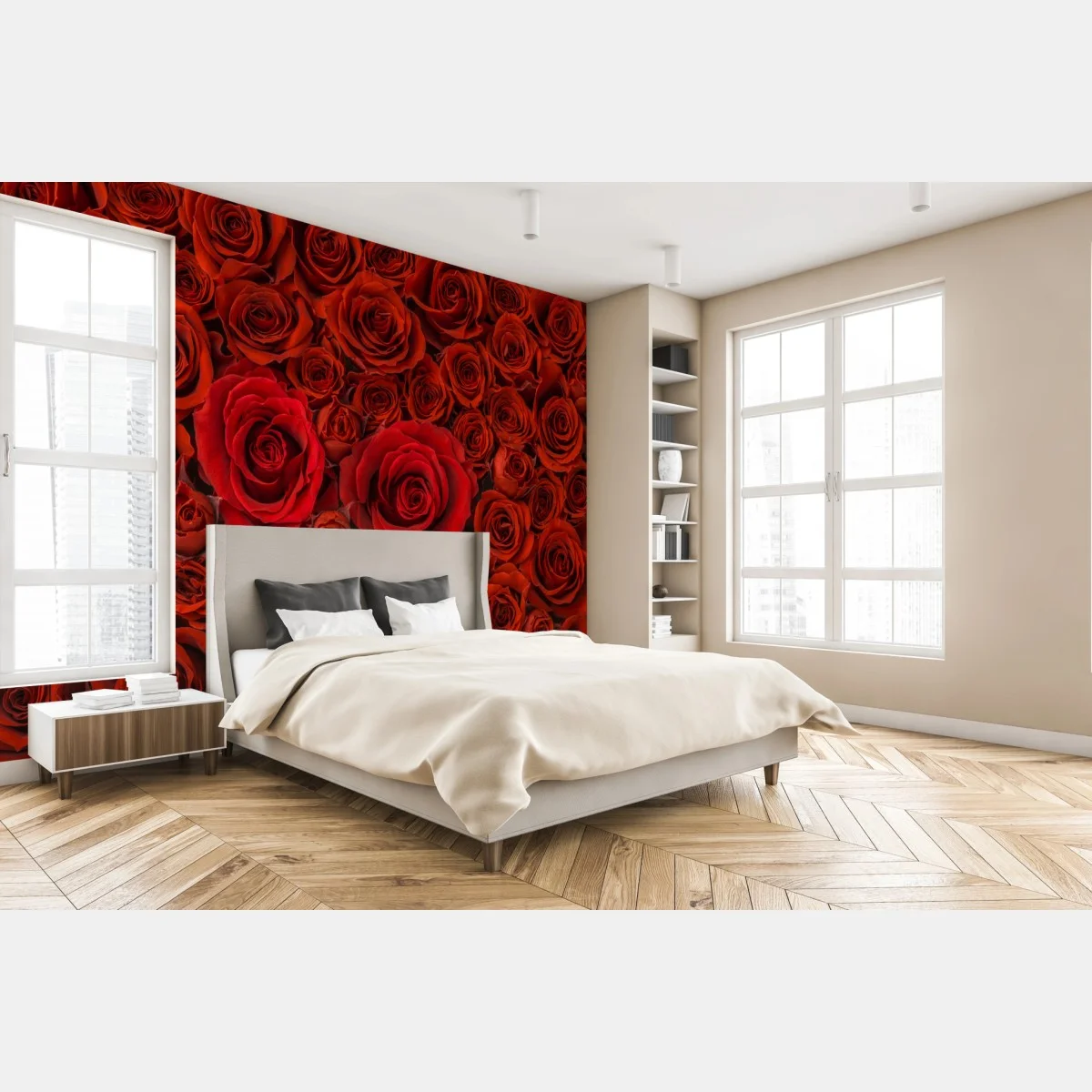 Papier peint mur floral de roses rouges – Wallnifity® Papier peint mur floral de roses rouges – Wallnifity®