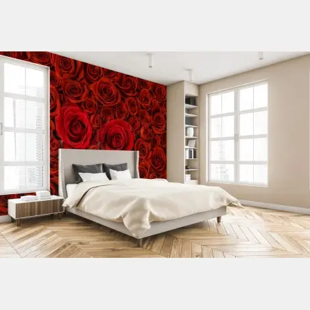 Papier peint mur floral de roses rouges – Wallnifity®