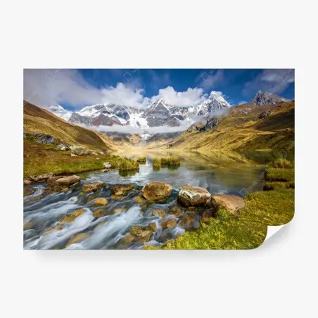 Papier peint reflets des sommets dans le lac alpin – Wallnifity®