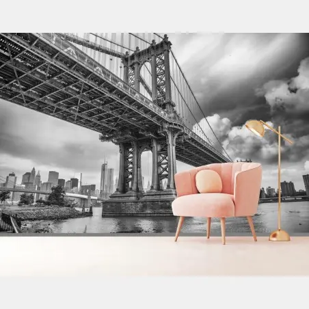 Papier peint perspective grand angle du pont de Manhattan – Wallnifity®