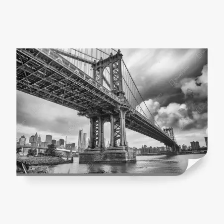 Papier peint perspective grand angle du pont de Manhattan – Wallnifity®