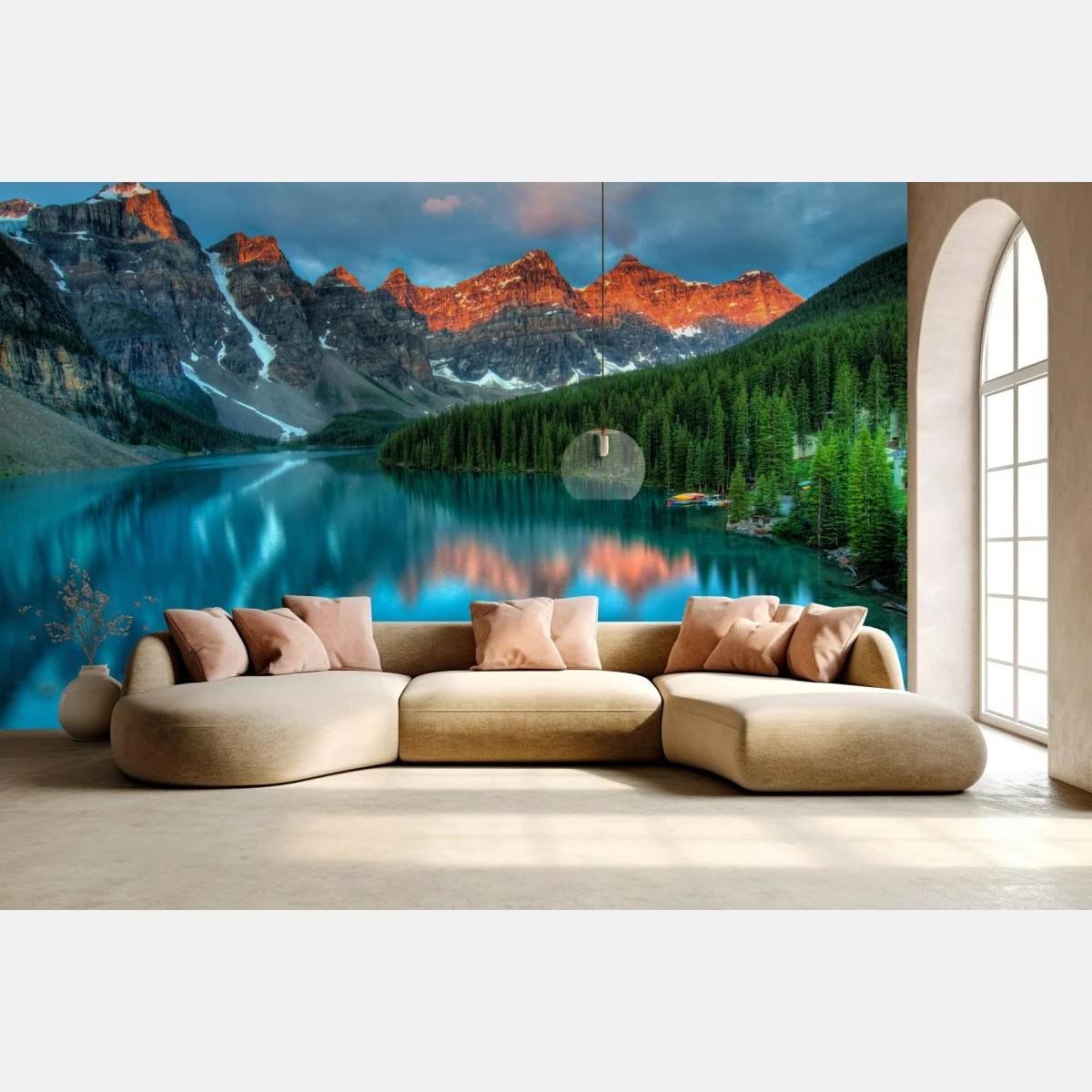 Papier peint aube dorée sur le lac Moraine, parc national de Banff – Wallnifity® Papier peint aube dorée sur le lac Moraine, parc national de Banff – Wallnifity®