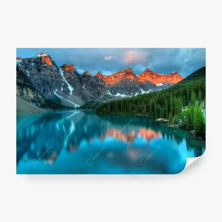 Papier peint aube dorée sur le lac Moraine, parc national de Banff – Wallnifity®