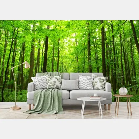 Papier peint chemin forestier verdoyant au cœur de la nature – Wallnifity®