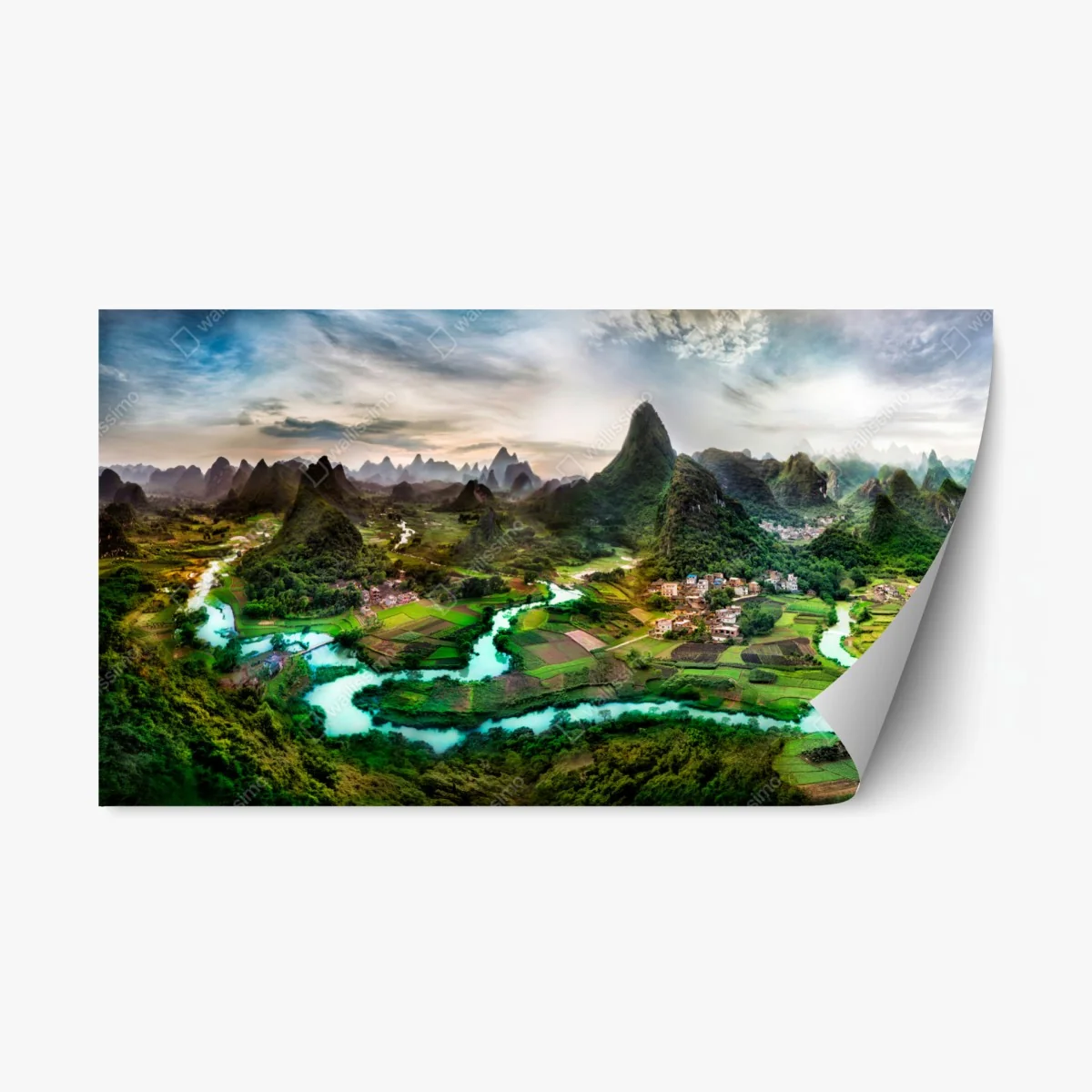 Sticker repositionnable paysage karstique avec rivière émeraude – Wallnifity® Sticker repositionnable paysage karstique avec rivière émeraude – Wallnifity®