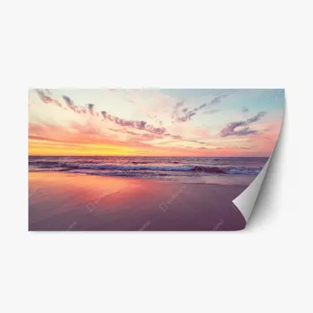 Sticker repositionnable coucher de soleil pastel sur la plage – Wallnifity®