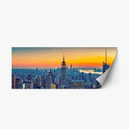 Sticker repositionnable vue panoramique de New York au coucher de soleil – Wallnifity®