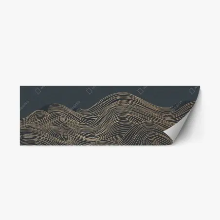 Sticker repositionnable vagues dorées en lignes fluides – Wallnifity®