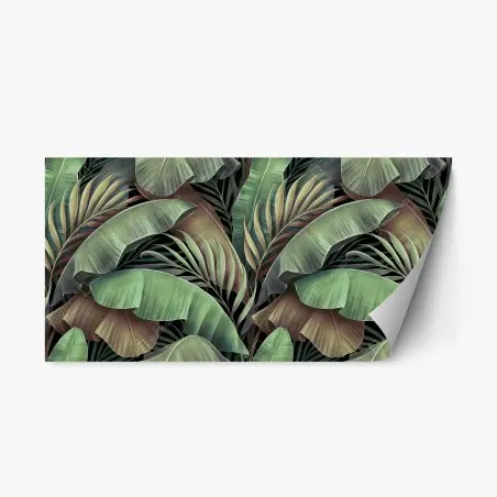 Sticker repositionnable fresque de feuillage tropical aux tons verts – Wallnifity®