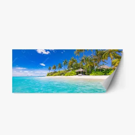 Sticker repositionnable plage tropicale paradisiaque bord de mer – Wallnifity®