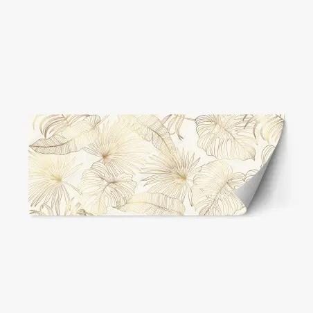 Sticker repositionnable motif feuilles tropicales dorées – Wallnifity®