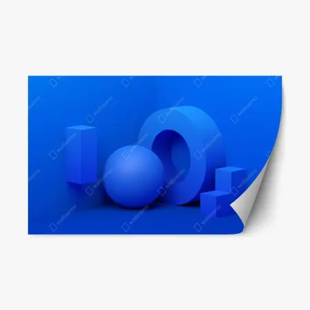 Sticker repositionnable composition géométrique bleue minimaliste – Wallnifity®