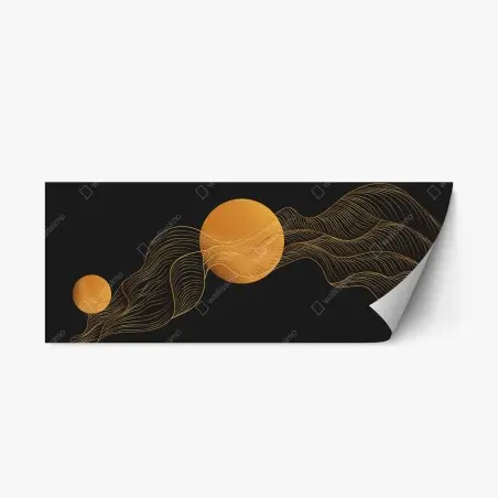 Sticker repositionnable ondulations dorées sur fond noir – Wallnifity®