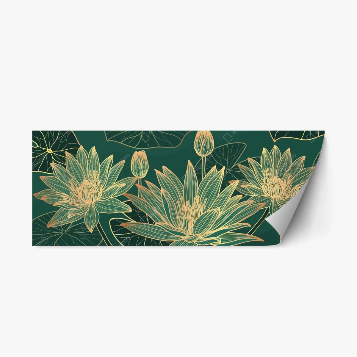 Sticker repositionnable lotus dorés sur fond vert élégant – Wallnifity® Sticker repositionnable lotus dorés sur fond vert élégant – Wallnifity®