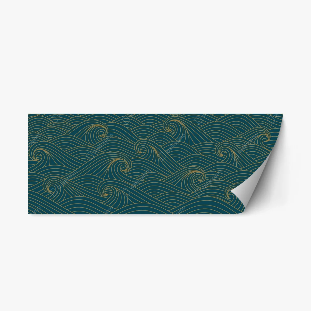 Sticker repositionnable motif de vagues dorées sur fond bleu canard – Wallnifity® Sticker repositionnable motif de vagues dorées sur fond bleu canard – Wallnifity®