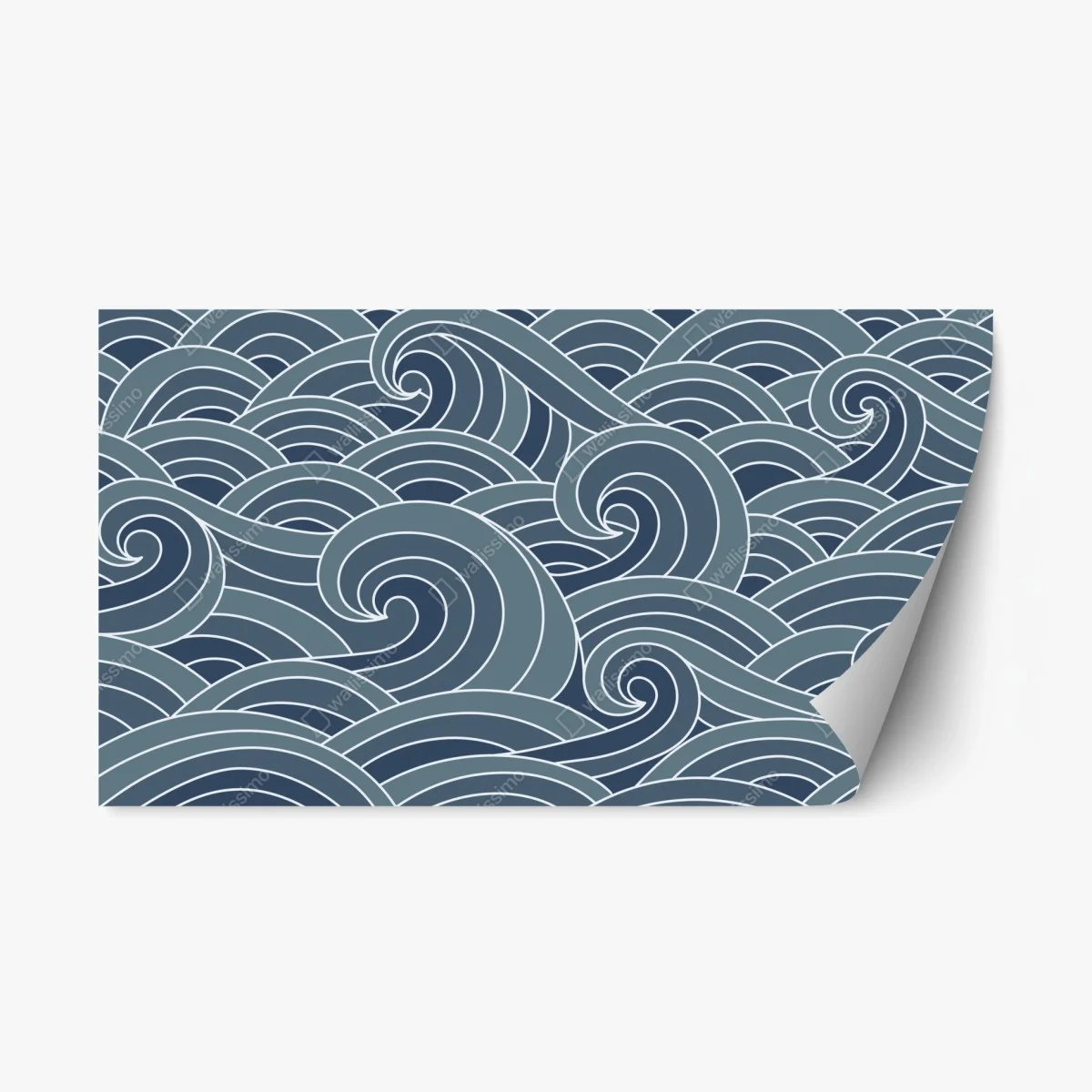 Sticker repositionnable vagues stylisées japonaises bleu-gris – Wallnifity® Sticker repositionnable vagues stylisées japonaises bleu-gris – Wallnifity®