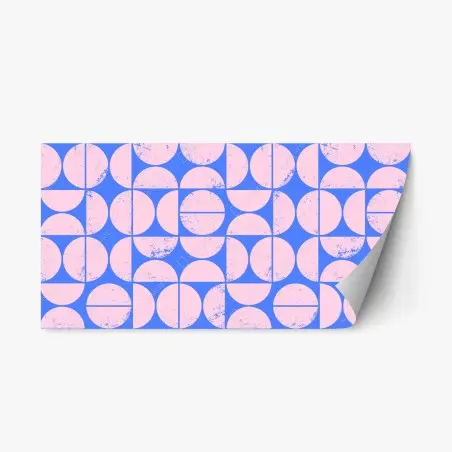 Sticker repositionnable motif géométrique rétro rose et bleu – Wallnifity®