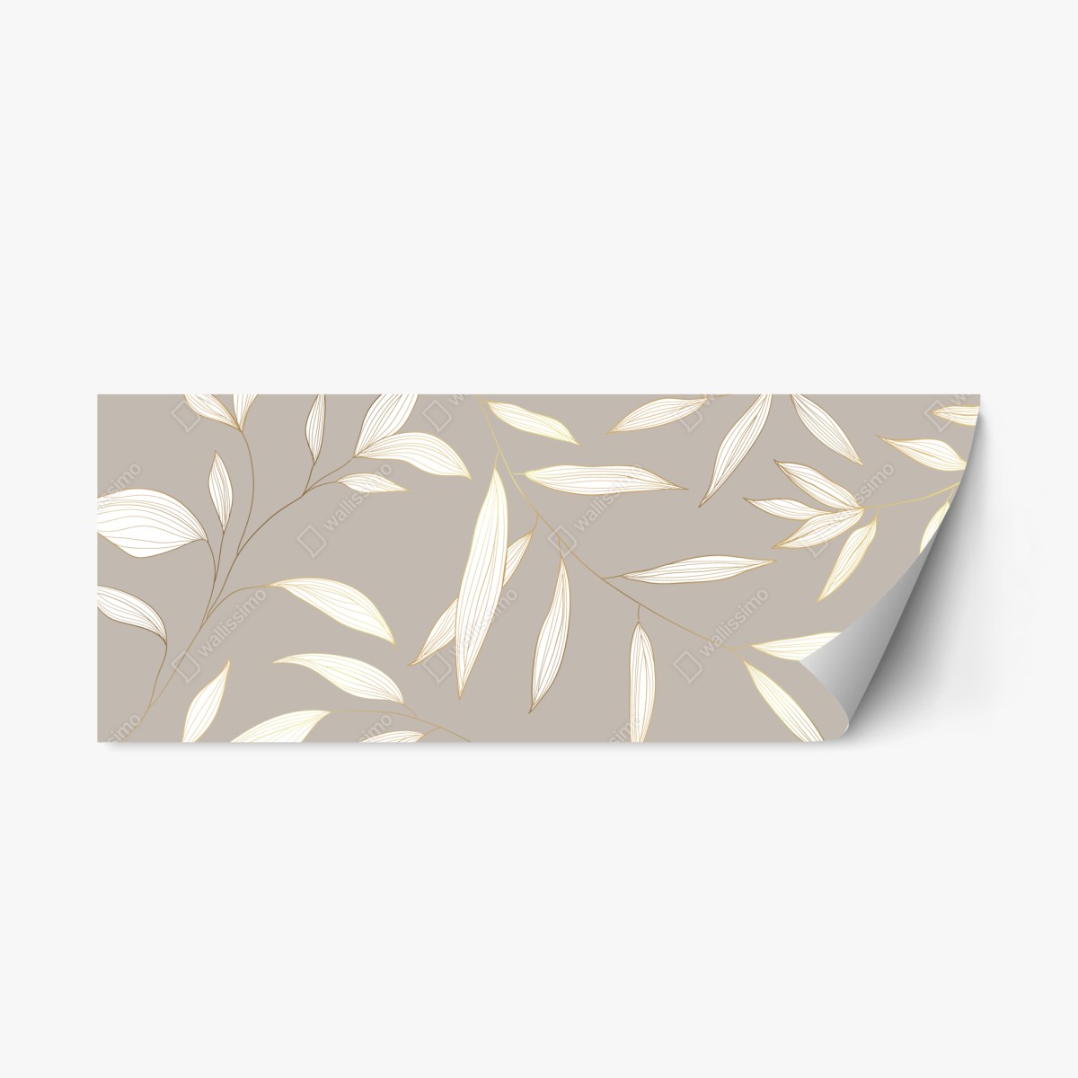 Sticker repositionnable motif de feuilles dorées sur fond beige – Wallnifity®