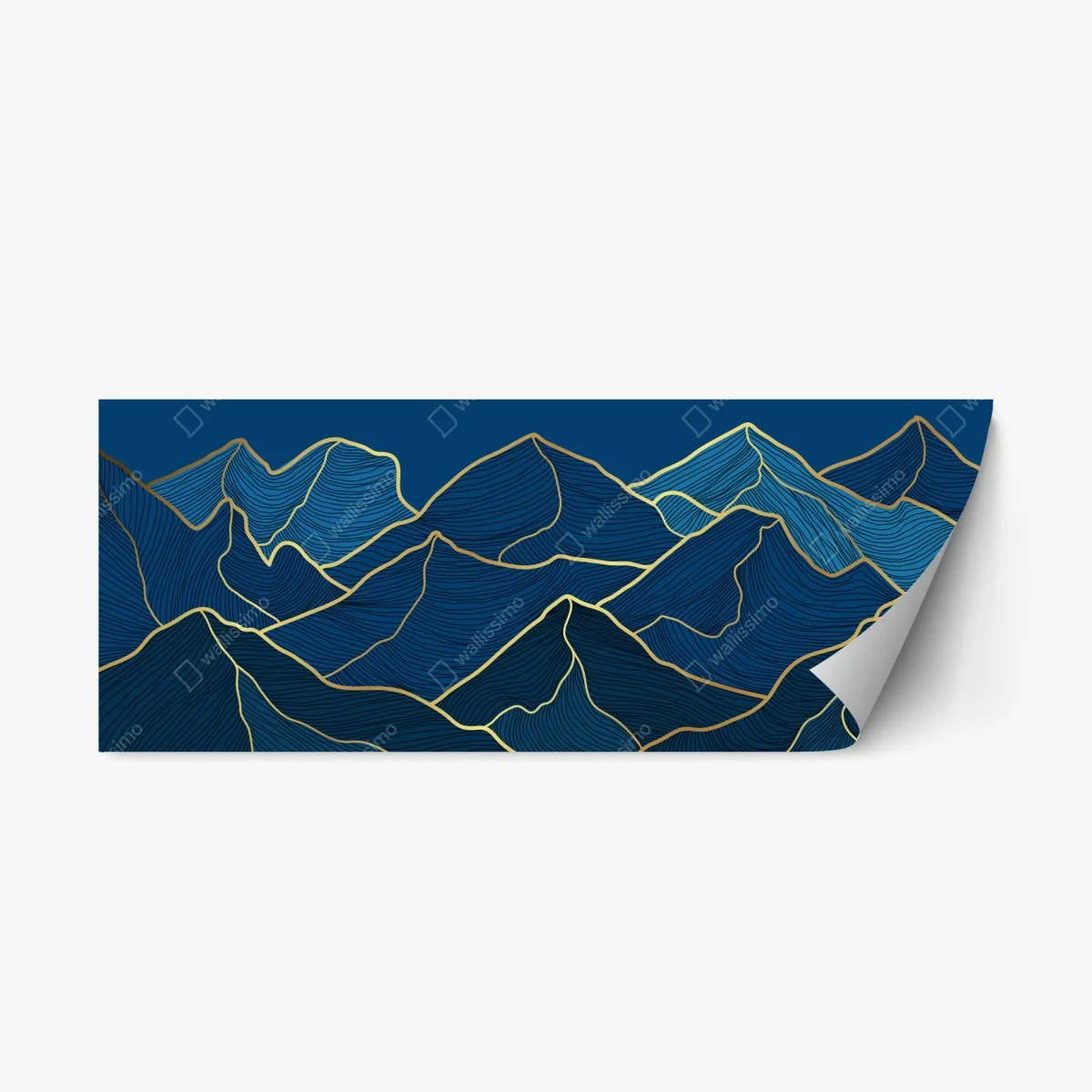 Sticker repositionnable paysage de montagnes aux lignes dorées – Wallnifity® Sticker repositionnable paysage de montagnes aux lignes dorées – Wallnifity®